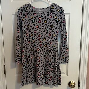 Cat & Jack Gray Leopard Print Dress with Pink and Yellow Accents